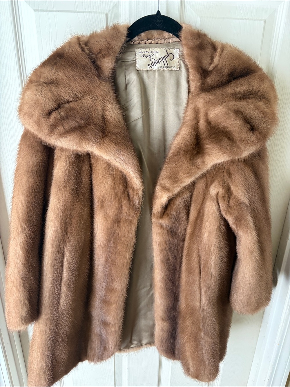 Classic Light Brown Fur Pea Coat by